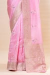 TaBa Kashi By Artika Shah_Pink Russian Silk Embroidery Saree With Unstitched Blouse Fabric  _at_Aza_Fashions