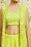 Buy_Mishru_Green Lehenga And Cape Organza Embroidery Thread Cape Water Set  