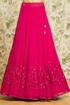 Shop_Mishru_Fuchsia Lehenga And Cape Organza Embroidery Sequin Flower Border Set  _at_Aza_Fashions