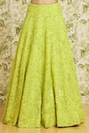 Buy_Mishru_Green Lehenga And Dupatta Organza Embroidery 3d Dense Bridal Set 