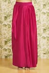 Buy_Mishru_Fuchsia Jacket Organza Embroidery Sleeveless Draped Skirt Set  