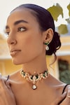 Shop_Outhouse_Pink Carved Stones Le Palmier Choker Necklace_at_Aza_Fashions