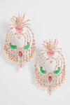 Buy_Outhouse_Gold Plated Carved Stones Palm Le Grande Earrings_at_Aza_Fashions