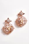 Buy_Outhouse_Pink Mother Of Pearl The Siene Embellished Drop Earrings _at_Aza_Fashions