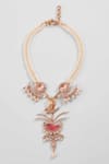 Buy_Outhouse_Pink Carved Stones Le Sunset Palm Pendant Necklace _at_Aza_Fashions