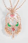 Outhouse_Pink Cabochons Palm Le Grande Pendant Necklace_Online_at_Aza_Fashions