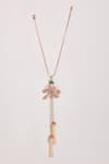 Buy_Outhouse_Pink Carved Stones Le Palm Free Fall Embellished Pendant Necklace _at_Aza_Fashions