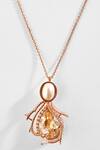 Shop_Outhouse_Pink Carved Stones The Paloma Pearl Embellished Pendant Necklace_at_Aza_Fashions
