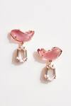 Shop_Outhouse_Pink Carved Stones Le Cleo Cubic Zirconia Embellished Drop Earrings _at_Aza_Fashions