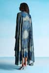 Studio Radical_Blue Tunic  Silk Satin Printed Marrakech Mandarin Collar And Embroidered Trapeze _Online_at_Aza_Fashions