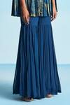 Buy_Studio Radical_Blue Crepe, Georgette Beads Round Neck, Hand Embroidered Cape Pleated Pant Set _Online_at_Aza_Fashions