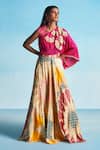 Buy_Studio Radical_Pink Top  100% Pure Silk Printed Embroidered And Lehenga Set _at_Aza_Fashions