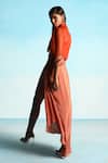 Studio Radical_Orange : Organza Printed Chevron : Collar And Skirt Set For Women_Online_at_Aza_Fashions