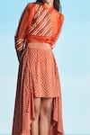 Shop_Studio Radical_Orange : Organza Printed Chevron : Collar And Skirt Set For Women_at_Aza_Fashions