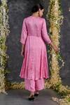 Shop_Gulaal_Pink Modal Satin Tie-dye Bandhani V Neck Tie Dye Anarkali And Pant Set _at_Aza_Fashions