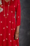 Buy_Gulaal_Red Modal Satin Tie-dye Bandhani V Neck Tie Dye Anarkali And Pant Set _Online_at_Aza_Fashions