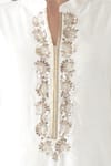 Shop_OMI_White Chanderi Sequins Mandarin Collar Embroidered Yoke Layered Kurta _Online_at_Aza_Fashions