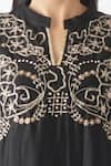 Shop_OMI_Black Chanderi Sequins, Zari, Beads Mandarin Collar Hand Work Yoke Layered Kurta _Online_at_Aza_Fashions