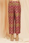 Shop_Meghna Panchmatia_Fuchsia Pure Silk Printed Chevron Round Ombre Kaftan With Pant _Online_at_Aza_Fashions