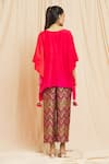 Shop_Meghna Panchmatia_Fuchsia Pure Silk Printed Chevron Round Ombre Kaftan With Pant _at_Aza_Fashions