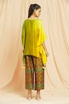 Shop_Meghna Panchmatia_Green Silk Tassels Round Neck Ombre Kaftan With Pant _at_Aza_Fashions