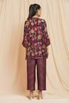Shop_Meghna Panchmatia_Purple Silk Digital Print Royal Floral Mandarin Collar Top And Pant Set _at_Aza_Fashions