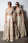Vandana Sethi_Ivory , Organza Zari, Zardozi Paisley Embroidered Bridal Lehenga Set _at_Aza_Fashions