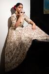 Buy_Vandana Sethi_Ivory , Organza Zari, Zardozi Paisley Embroidered Bridal Lehenga Set 