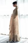 Buy_Label Varsha_Beige Kurta And Sharara Tissue Embroidered Stripe Round Sequin Set_Online_at_Aza_Fashions