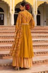 Shop_Sandhya Shah_Yellow Georgette Printed Floral Anarkali And Palazzo Set For Kids_at_Aza_Fashions