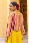 Shop_Sandhya Shah_Yellow Lining  Shantoon And Cotton Printed Crop Top & Sharara Set _at_Aza_Fashions