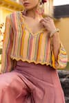 Buy_Sandhya Shah_Multi Color Raw Silk Printed And Embroidered Crop Top & Sharara Set _Online_at_Aza_Fashions