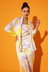 Buy Kyra By Nina + Deepika Multi Color Modal, Satin Round Art Romance Brush Stroke Print Jacket Pant Set Online at Aza Fashions Buy_Kyra By Nina + Deepika_Multi Color Modal, Satin Round Art Romance Brush Stroke Print Jacket Pant Set _Online_at_Aza_Fashions