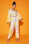 Buy Kyra By Nina + Deepika Multi Color Modal, Satin Round Art Romance Brush Stroke Print Jacket Pant Set at Aza Fashions Buy_Kyra By Nina + Deepika_Multi Color Modal, Satin Round Art Romance Brush Stroke Print Jacket Pant Set _at_Aza_Fashions