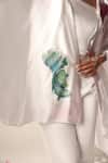 Shop_Kyra By Nina + Deepika_Ivory Satin Open , Square Hand Painted Dancing Bettas Jacket Pant Set _Online_at_Aza_Fashions