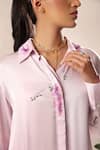 Shop Kyra By Nina + Deepika Purple Modal, Satin Embroidery Collared Hand Painted Flower Vine Shirt Online at Aza Fashions Shop_Kyra By Nina + Deepika_Purple Modal, Satin Embroidery Collared Hand Painted Flower Vine Shirt _Online_at_Aza_Fashions