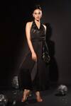 Buy Kyra By Nina + Deepika Black Modal Embroidery V-neck Hand Painted Dragon Fly Jumpsuit With Belt at Aza Fashions Buy_Kyra By Nina + Deepika_Black Modal Embroidery V-neck Hand Painted Dragon Fly Jumpsuit With Belt _at_Aza_Fashions