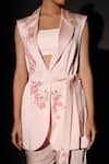 Buy Kyra By Nina + Deepika Pink Modal, Satin Collared Sakura Desire Hand Painted Waistcoat And Pant Set Online at Aza Fashions Buy_Kyra By Nina + Deepika_Pink Modal, Satin Collared Sakura Desire Hand Painted Waistcoat And Pant Set _Online_at_Aza_Fashions