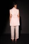 Shop Kyra By Nina + Deepika Pink Modal, Satin Collared Sakura Desire Hand Painted Waistcoat And Pant Set at Aza Fashions Shop_Kyra By Nina + Deepika_Pink Modal, Satin Collared Sakura Desire Hand Painted Waistcoat And Pant Set _at_Aza_Fashions