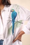 Buy Kyra By Nina + Deepika White Cotton Collared The Mighty Macaw Bird Hand Painted Shirt Online at Aza Fashions Buy_Kyra By Nina + Deepika_White Cotton Collared The Mighty Macaw Bird Hand Painted Shirt _Online_at_Aza_Fashions