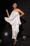 Kyra By Nina + Deepika Ivory Embroidery One Shoulder The White Goddess Hand Painted Top And Pant Set Online at Aza Fashions Kyra By Nina + Deepika_Ivory Embroidery One Shoulder The White Goddess Hand Painted Top And Pant Set _Online_at_Aza_Fashions