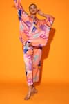 Shop Kyra By Nina + Deepika Multi Color Modal, Satin Collared Shirt And Pant Set Online at Aza Fashions Shop_Kyra By Nina + Deepika_Multi Color Modal, Satin Collared Shirt And Pant Set _Online_at_Aza_Fashions