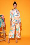 Kyra By Nina + Deepika Multi Color Tencel Round Neck Da Vincis Love Affair Hand Painted Top With Pant Online at Aza Fashions Kyra By Nina + Deepika_Multi Color Tencel Round Neck Da Vincis Love Affair Hand Painted Top With Pant _Online_at_Aza_Fashions