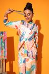 Buy Kyra By Nina + Deepika Multi Color Tencel Round Neck Da Vincis Love Affair Hand Painted Top With Pant Online at Aza Fashions Buy_Kyra By Nina + Deepika_Multi Color Tencel Round Neck Da Vincis Love Affair Hand Painted Top With Pant _Online_at_Aza_Fashions