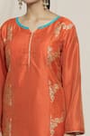 Buy_Khwaab by Sanjana Lakhani_Orange Kurta Art Jacquard Silk Woven Floral Notched Set _Online_at_Aza_Fashions