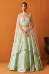 Buy_Angad Singh_Green Silk, Crepe Embroidery, Mirrors, Gota Patti Plunge And Threads Lehenga Set _at_Aza_Fashions