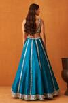 Shop_Angad Singh_Blue Silk, Crepe Mirrors, Sequins, Zari Round Neck And Embroidered Lehenga Set _at_Aza_Fashions
