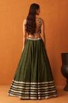 Shop_Angad Singh_Green Silk, Crepe Mirrors, Sequins, Embroidery Plunge Neck, And Zari Lehenga Set _at_Aza_Fashions
