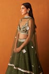 Buy_Angad Singh_Green Silk, Crepe Mirrors, Sequins, Embroidery Plunge Neck, And Zari Lehenga Set _Online_at_Aza_Fashions