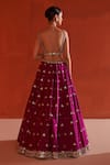 Shop_Angad Singh_Purple Silk, Crepe Mirrors, Sequins, Zari Plunge Neck And Embroidered Lehenga Set _at_Aza_Fashions